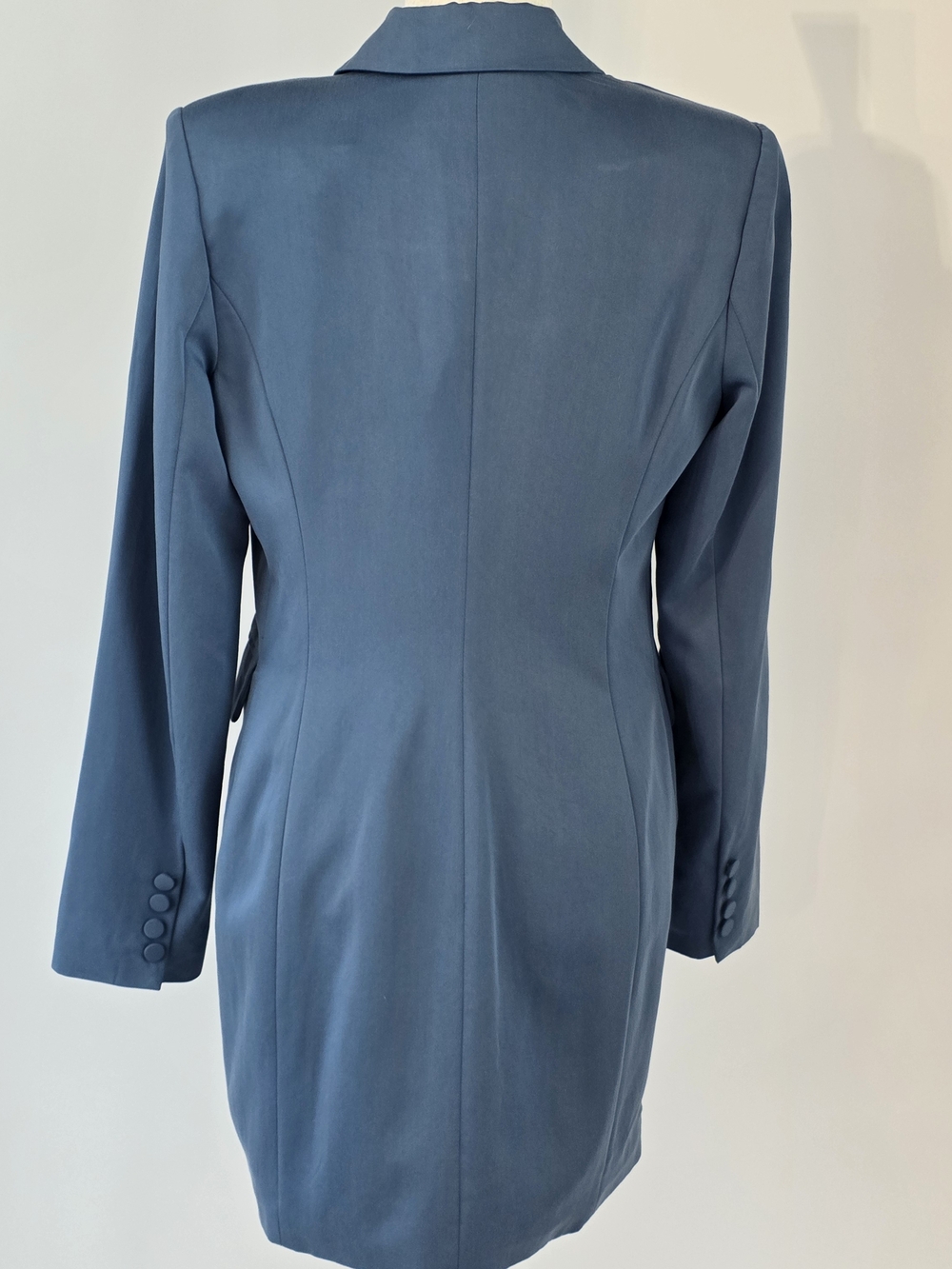 7 For All Mankind Slate Blue Double-Breasted Blazer Dress Womens Size Small - Picture 2 of 13